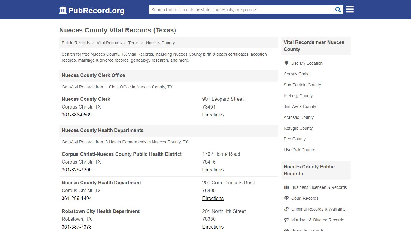 Free Nueces County Vital Records (Texas Vital Records) - PubRecord.org