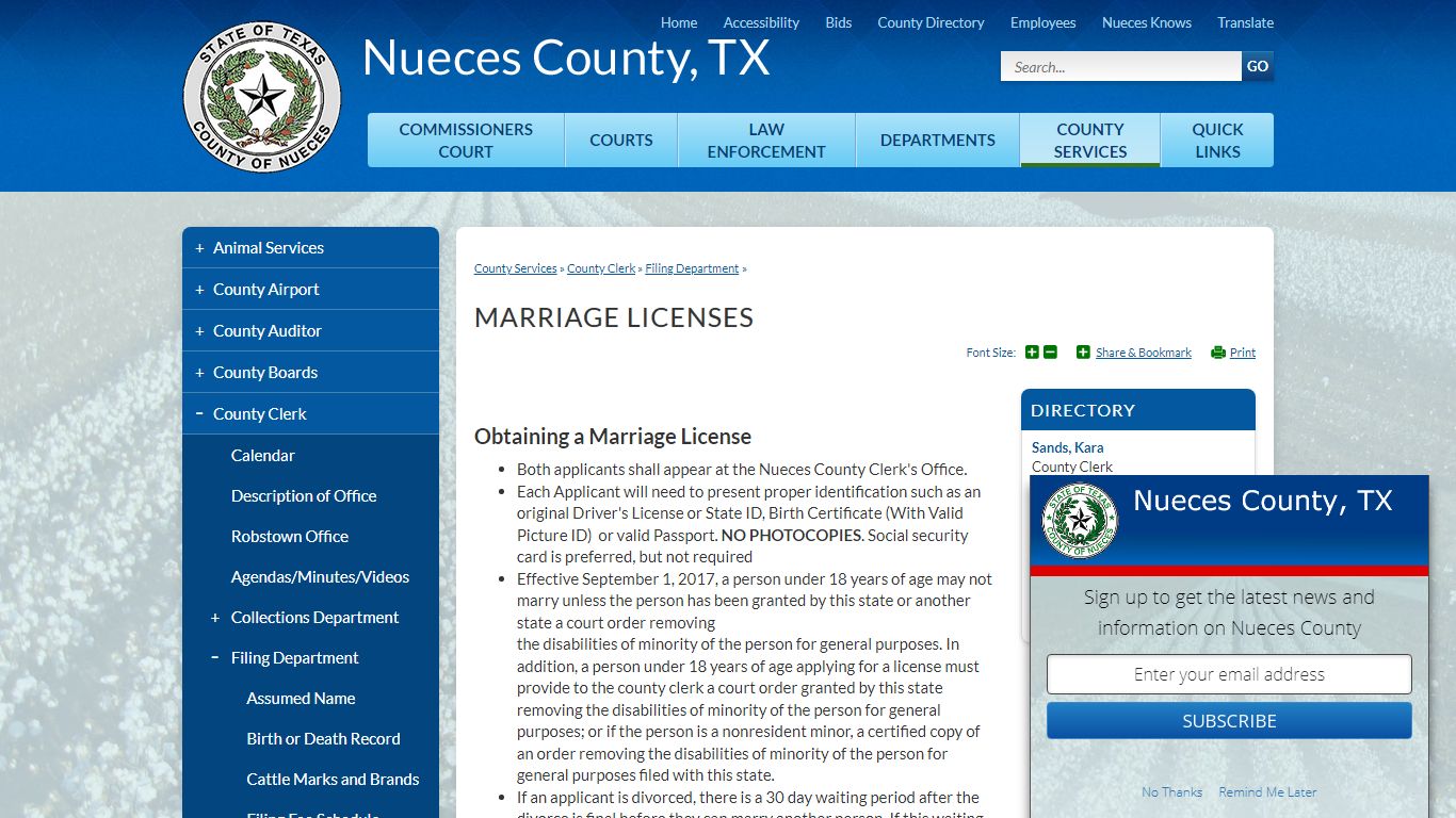 Marriage Licenses | Nueces County, TX